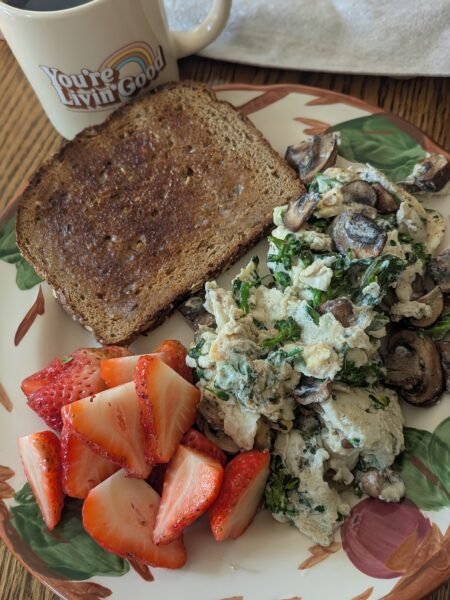 broccoli mushroom basil scramble breakfast clean