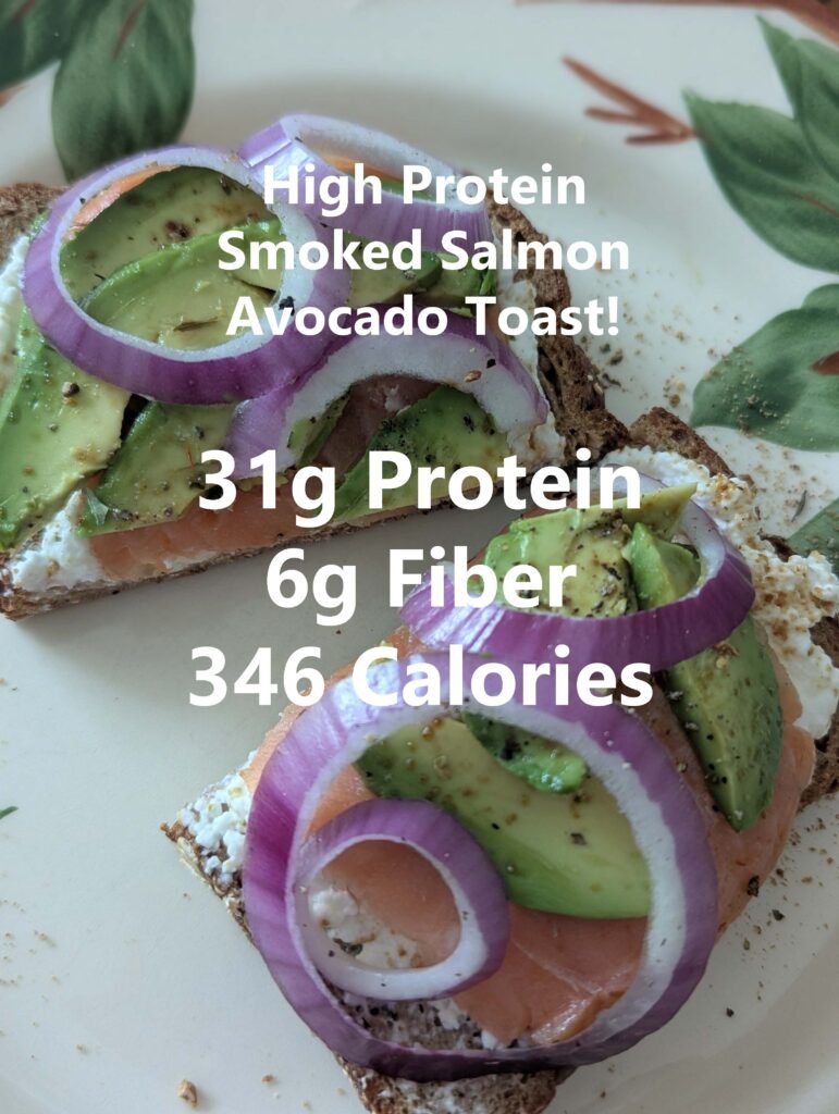 high protein smoke salmon avocado toast macros